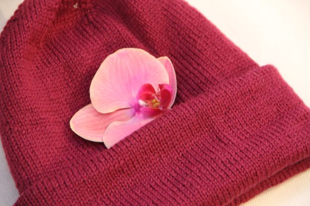 Rote Strickmütze 100% Merinowolle